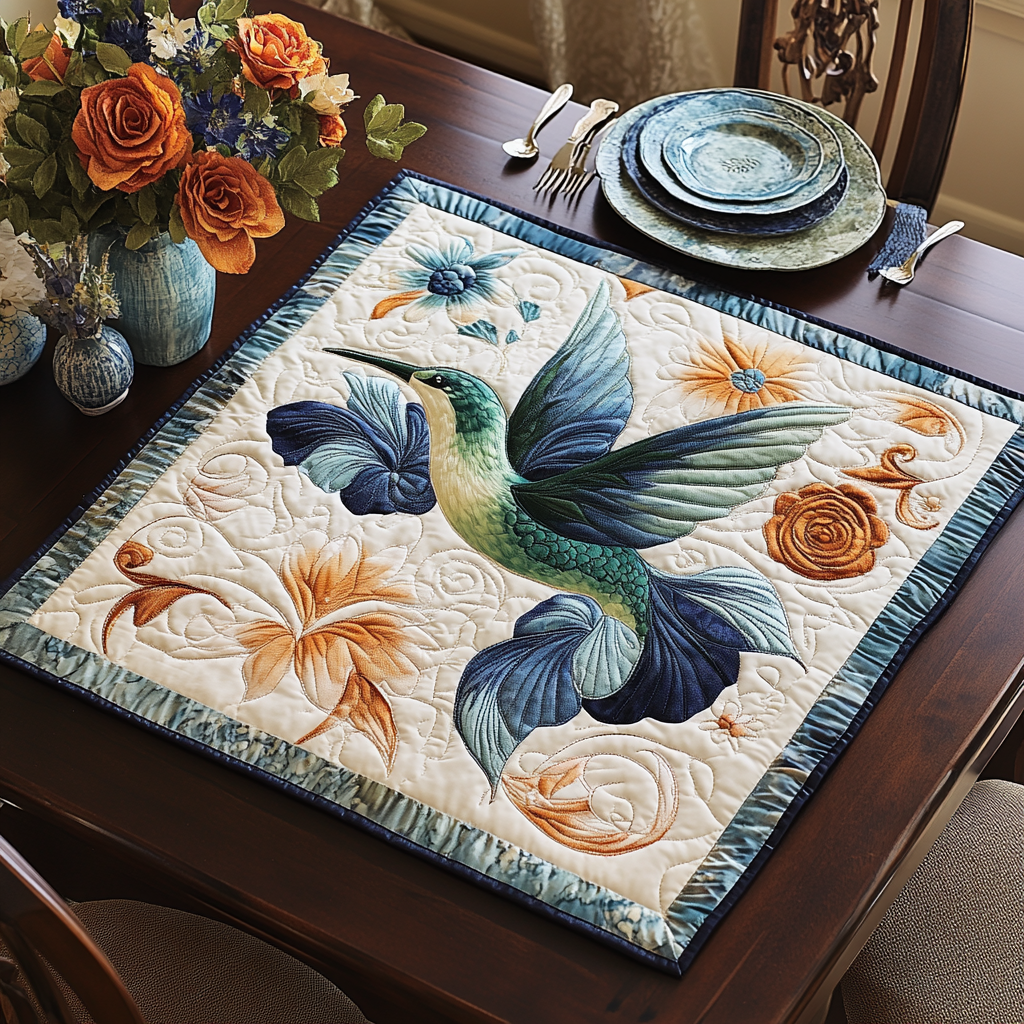 Hummingbird Garden Quilted Table Topper NCU0DDK632
