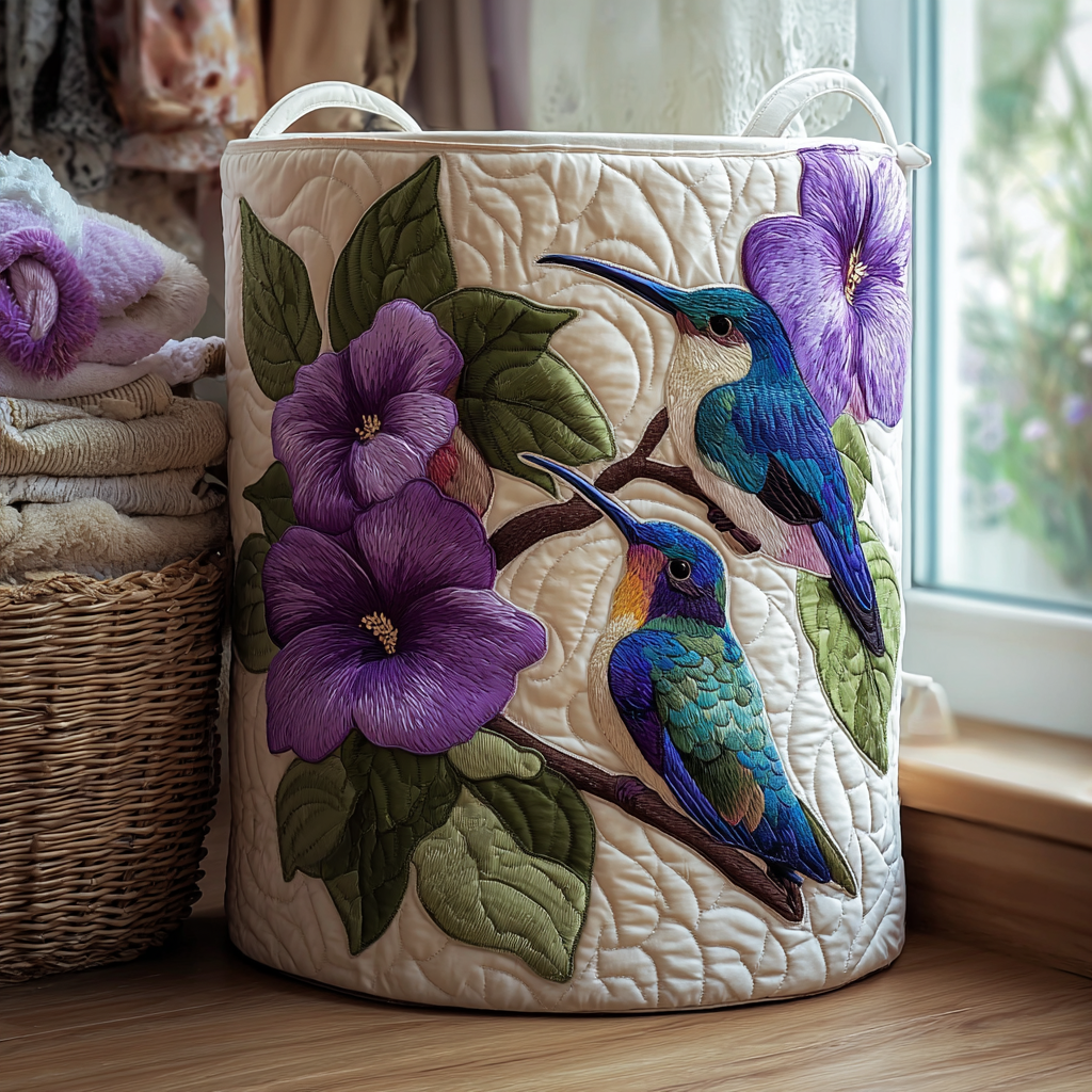 Hummingbird Glow Quilted Laundry Basket NCU0DDK1187