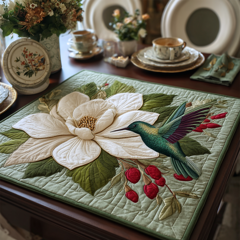 Hummingbird Grace Quilted Table Topper NCU0DDK1215