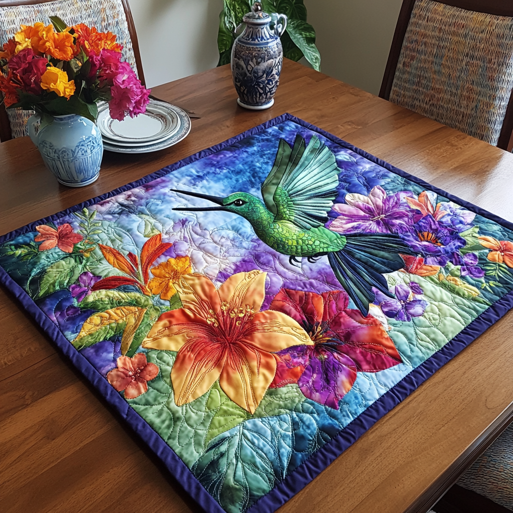 Hummingbird Magic Quilted Table Topper NCU0DDK517