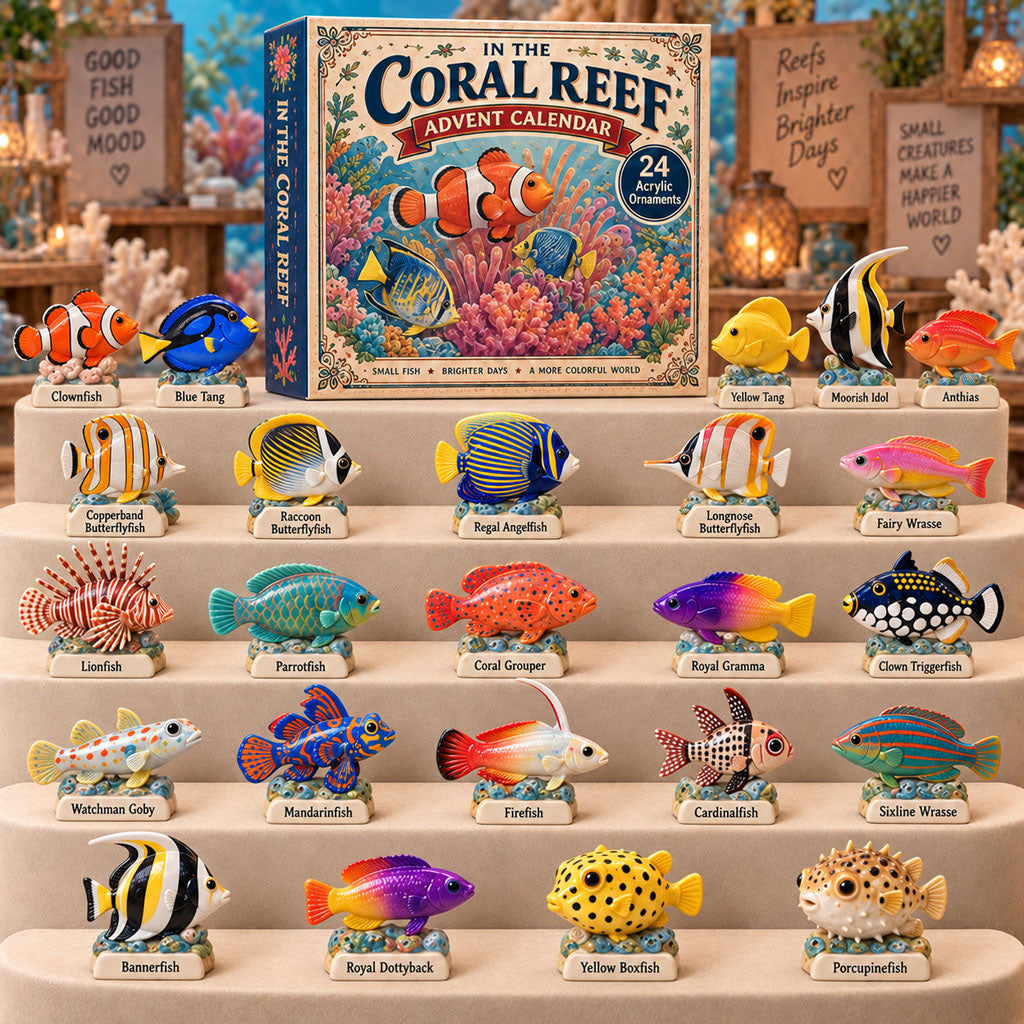 CHRISTMAS KICKOFF 40% OFF - In The Coral Reef Advent Calendar 2026 - 24-Day Festive Countdown, Acrylic Charms Blind Box - Gift For Fish Lovers AC0TM363