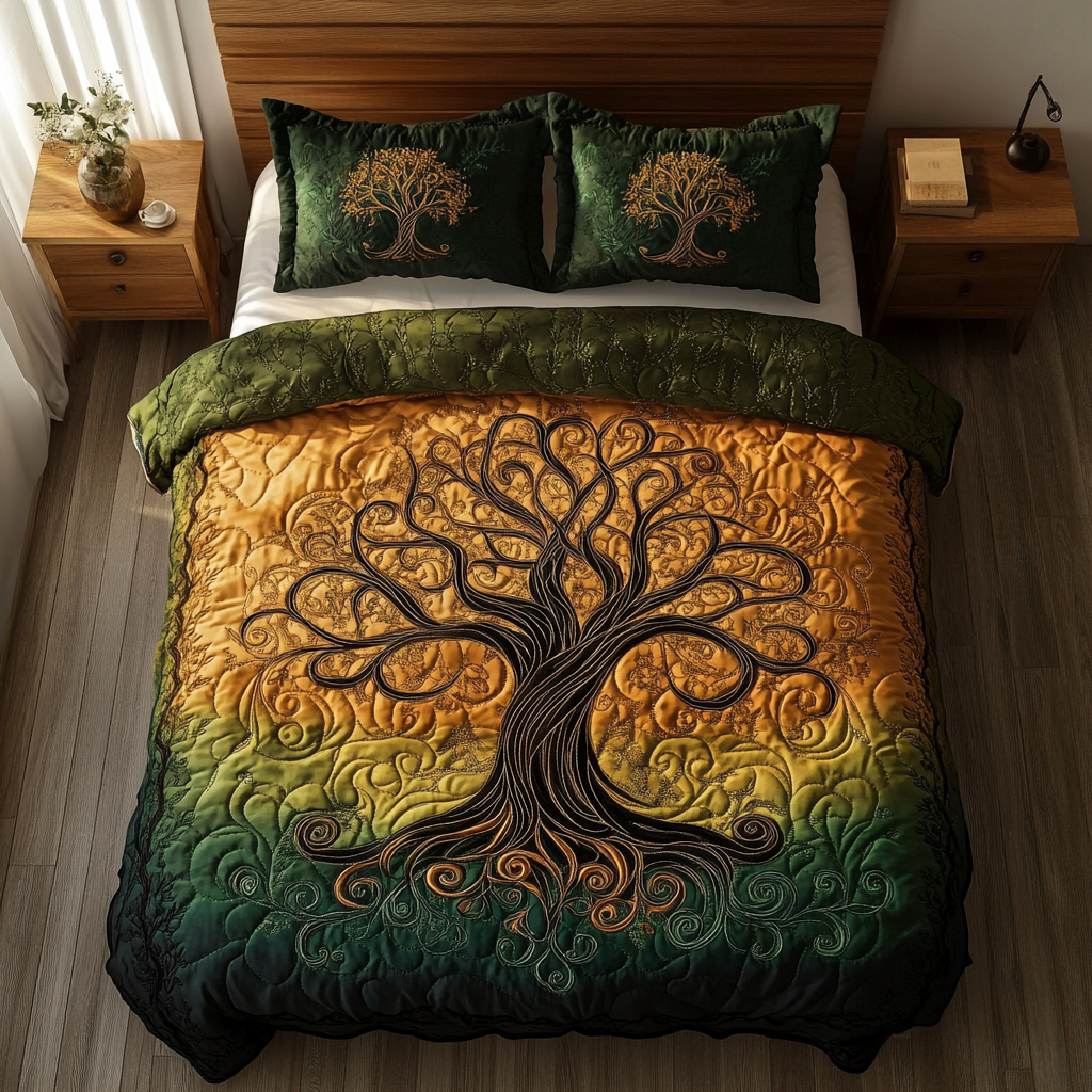 Infinite Branches 3-Piece Quilted Bedding Set NCU0DDK175