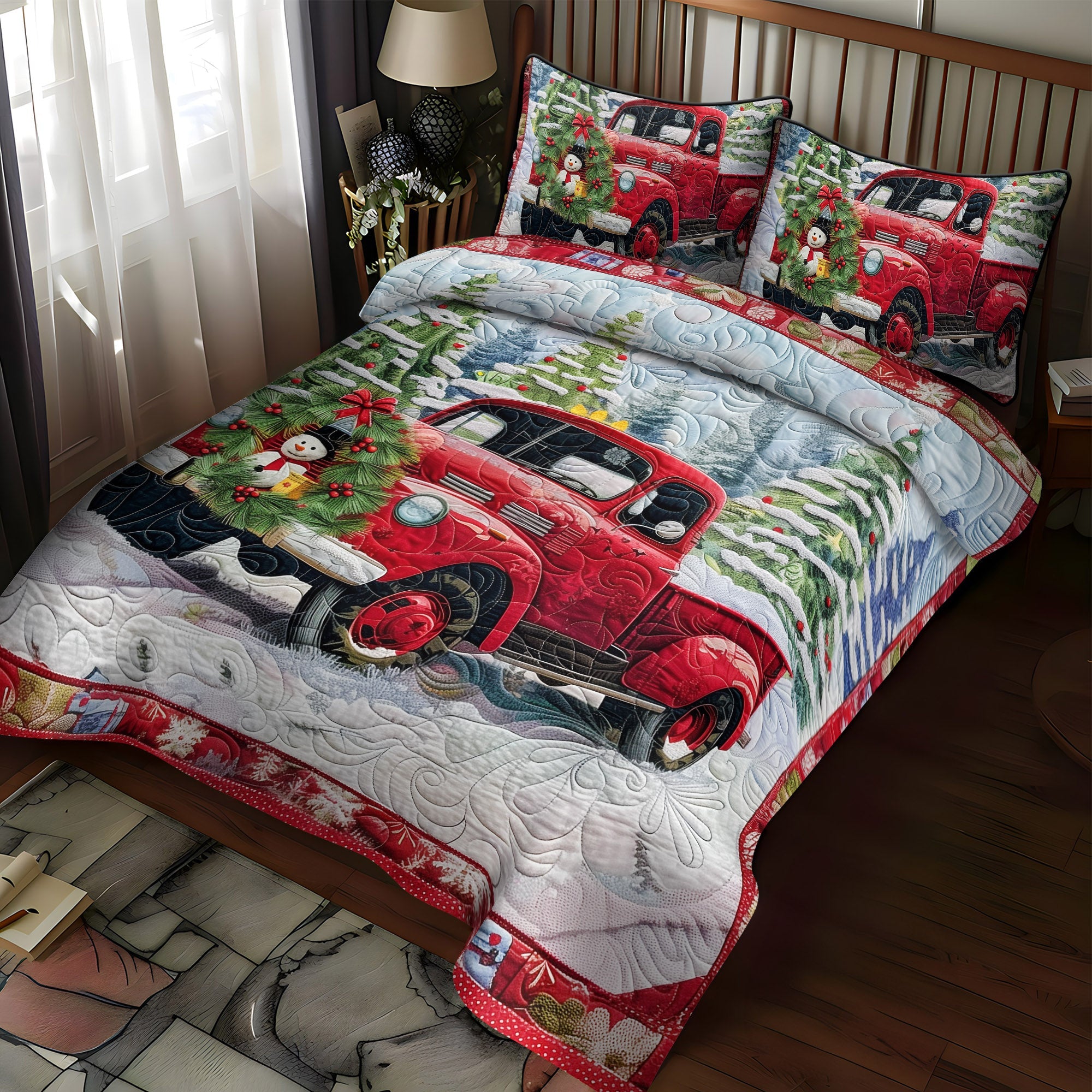 Jolly Red Delivery Quilted Bedding Set NCU0DV1631