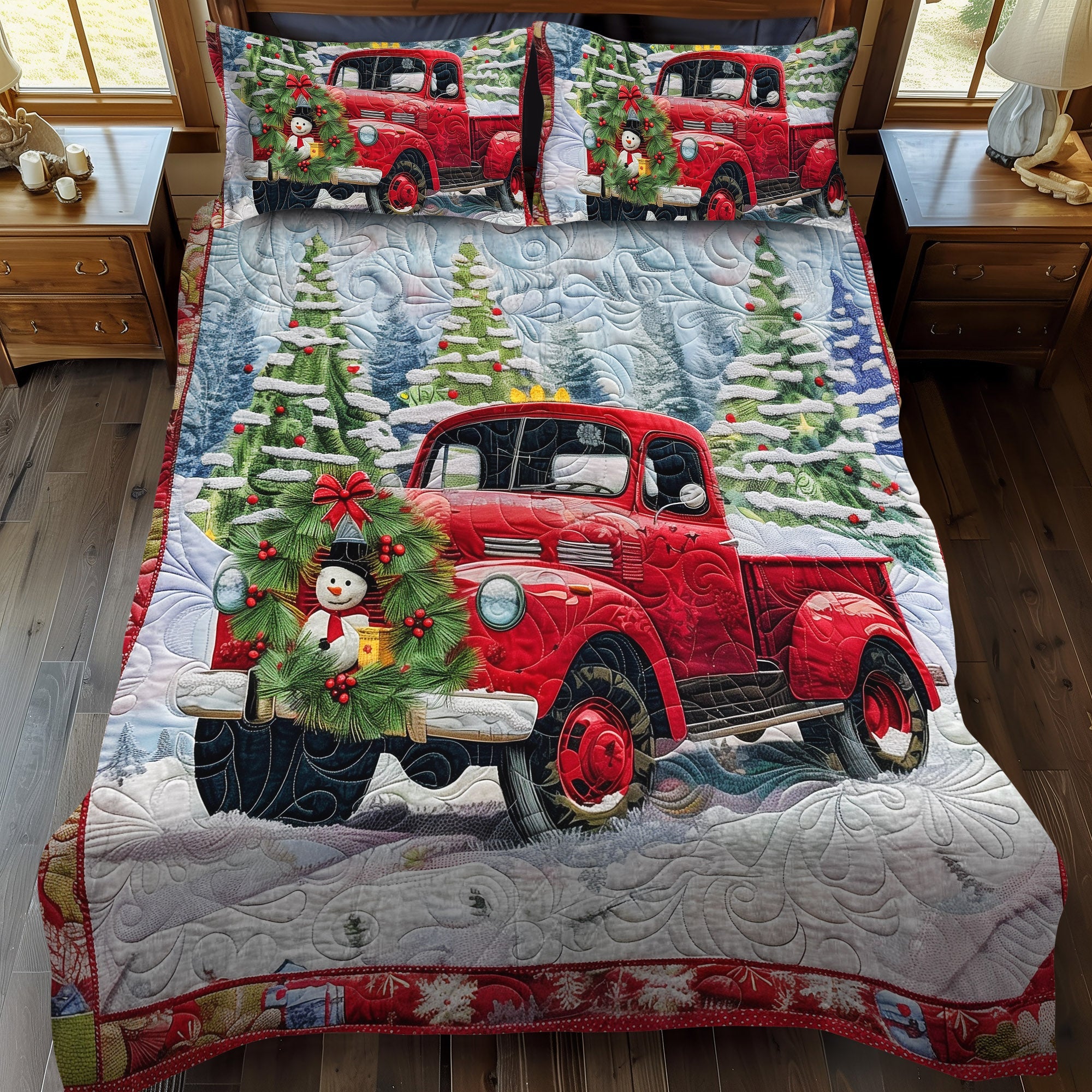 Jolly Red Delivery Quilted Bedding Set NCU0DV1631