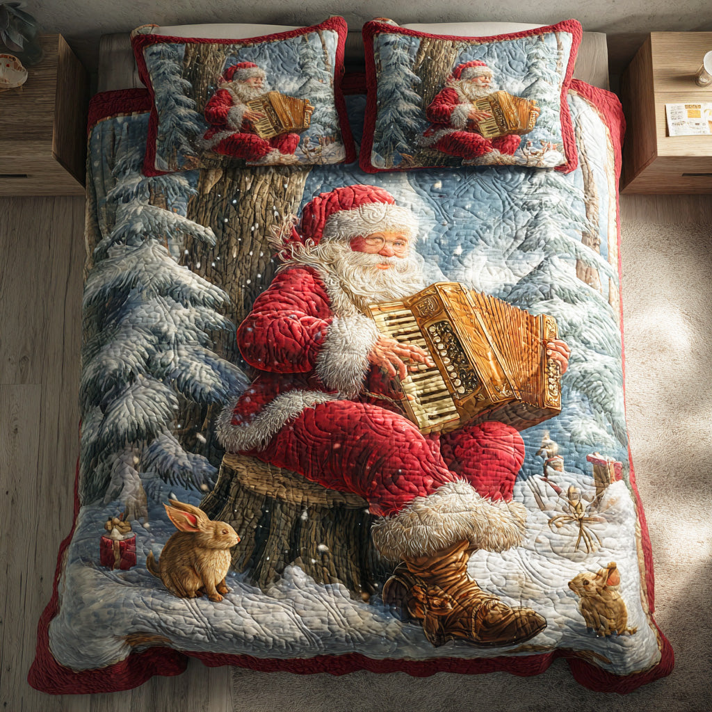Jolly Red Santa 3-Piece Quilted Bedding Set NCU0NTD886