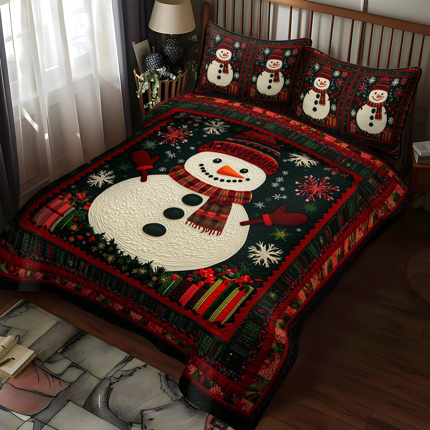 Joyful Holiday Pines 3-Piece Quilted Bedding Set NCU0PT2113