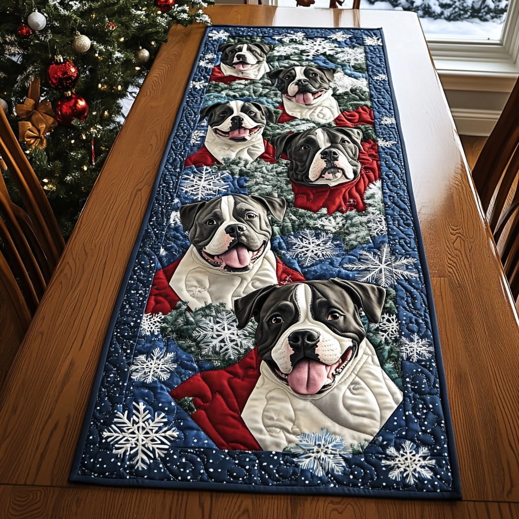 Joyful Pitbull Quilted Table Runner NCU0DDK1529