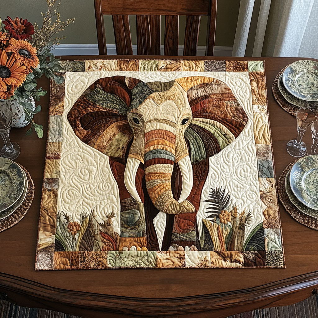 Jungle Elephant Quilted Table Topper NCU0DDK537