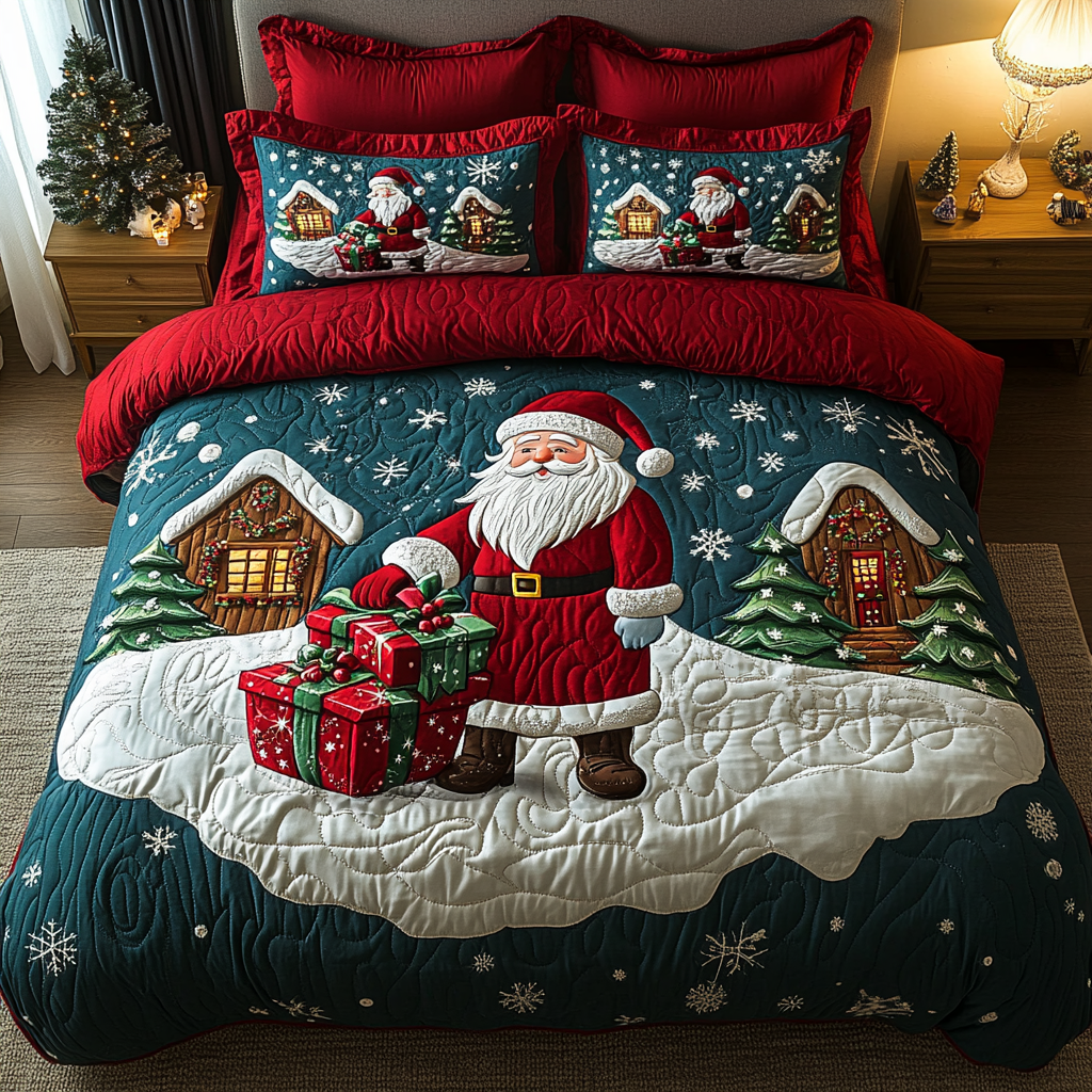 Kris Kringle Charm 3-Piece Quilted Bedding Set NCU0DDK079