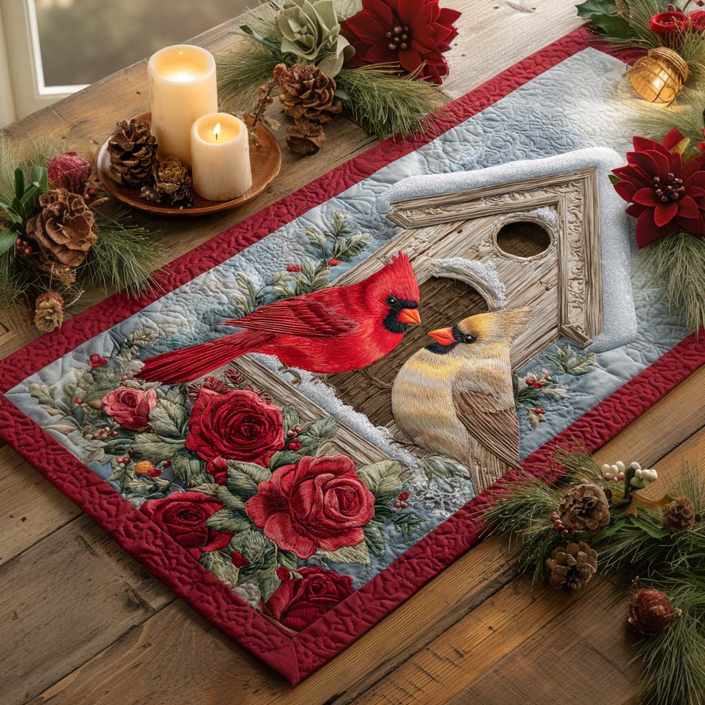 Lantern Cardinal Gathering Quilted Table Runner NCU0NXD810