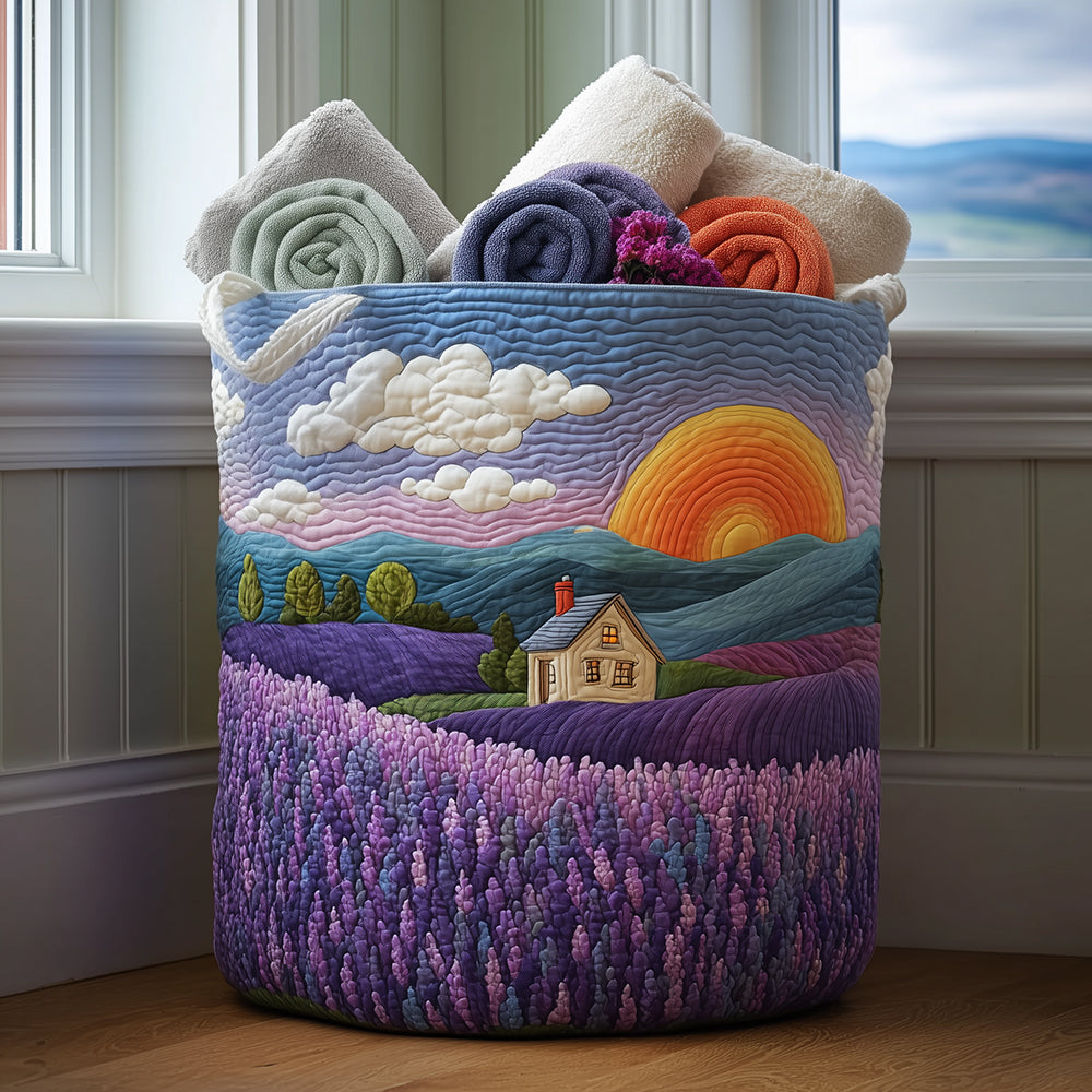Lavender Field Quilted Laundry Basket NCU0TH2962