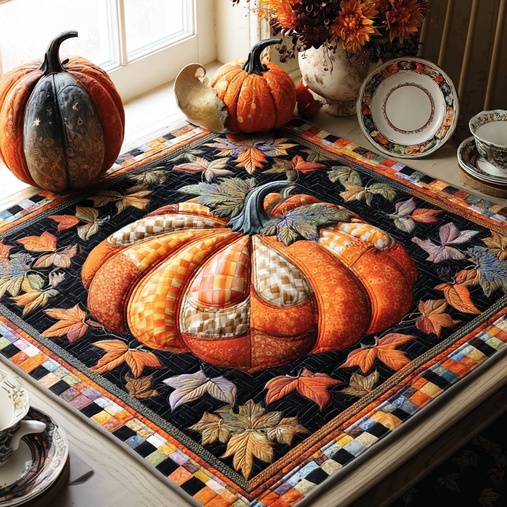 Leafy Patchwork Quilted Table Topper NCU0PTT848