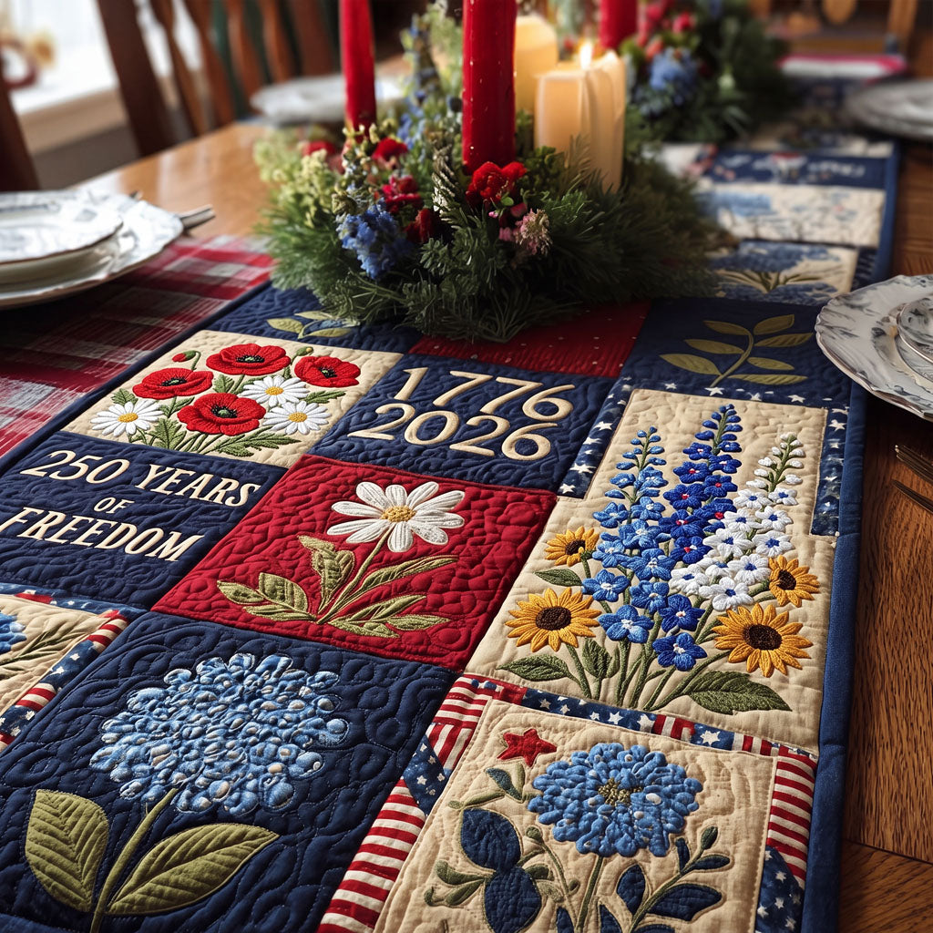 Liberty Bloom Patchwork Quilted Table Runner NCU0PTT3105