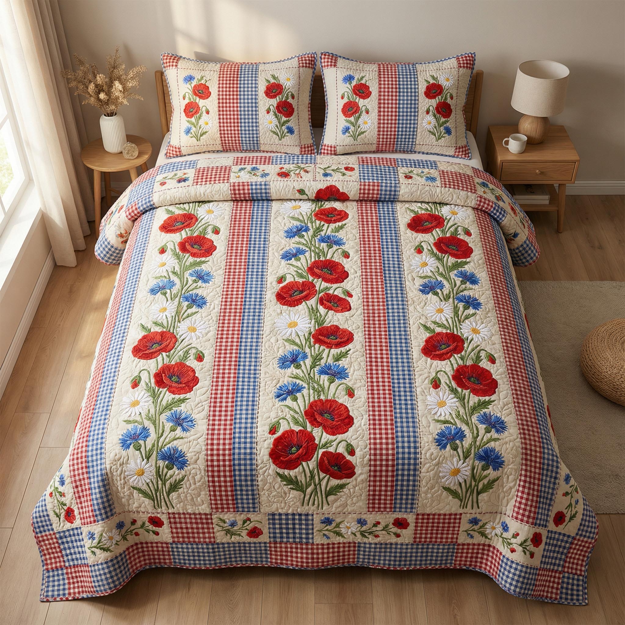 Liberty Petal 3-Piece Quilted Bedding Set NCU0NTD1832