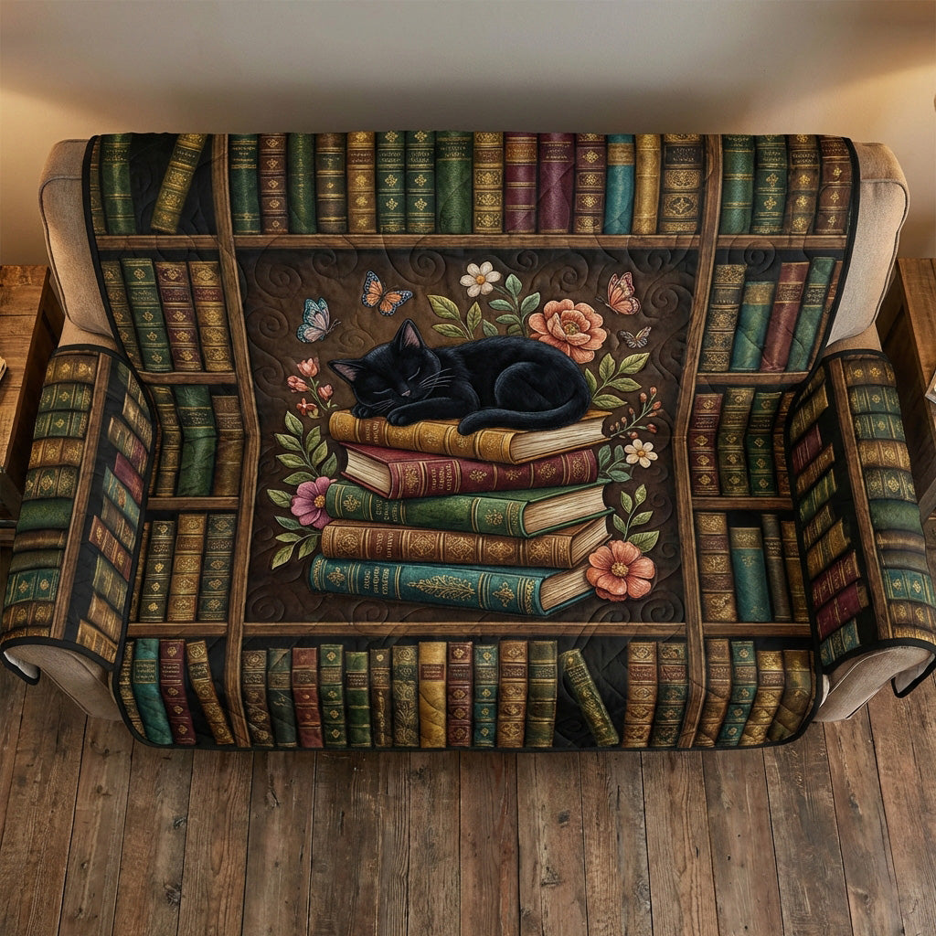 Library Cat Quilted Sofa Cover NCU0NTV919