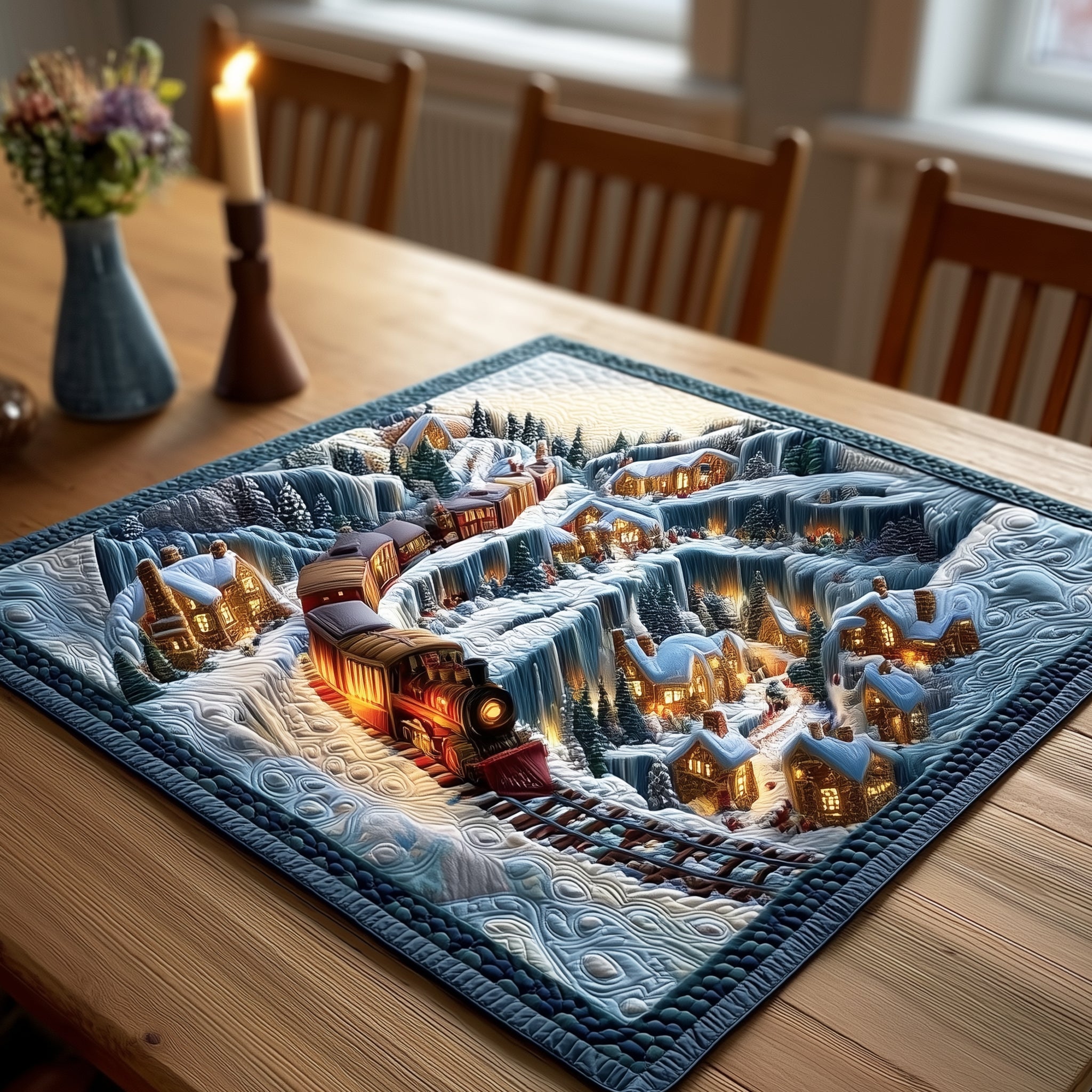 Little Town Holiday Quilted Table Topper NCU0HTT147