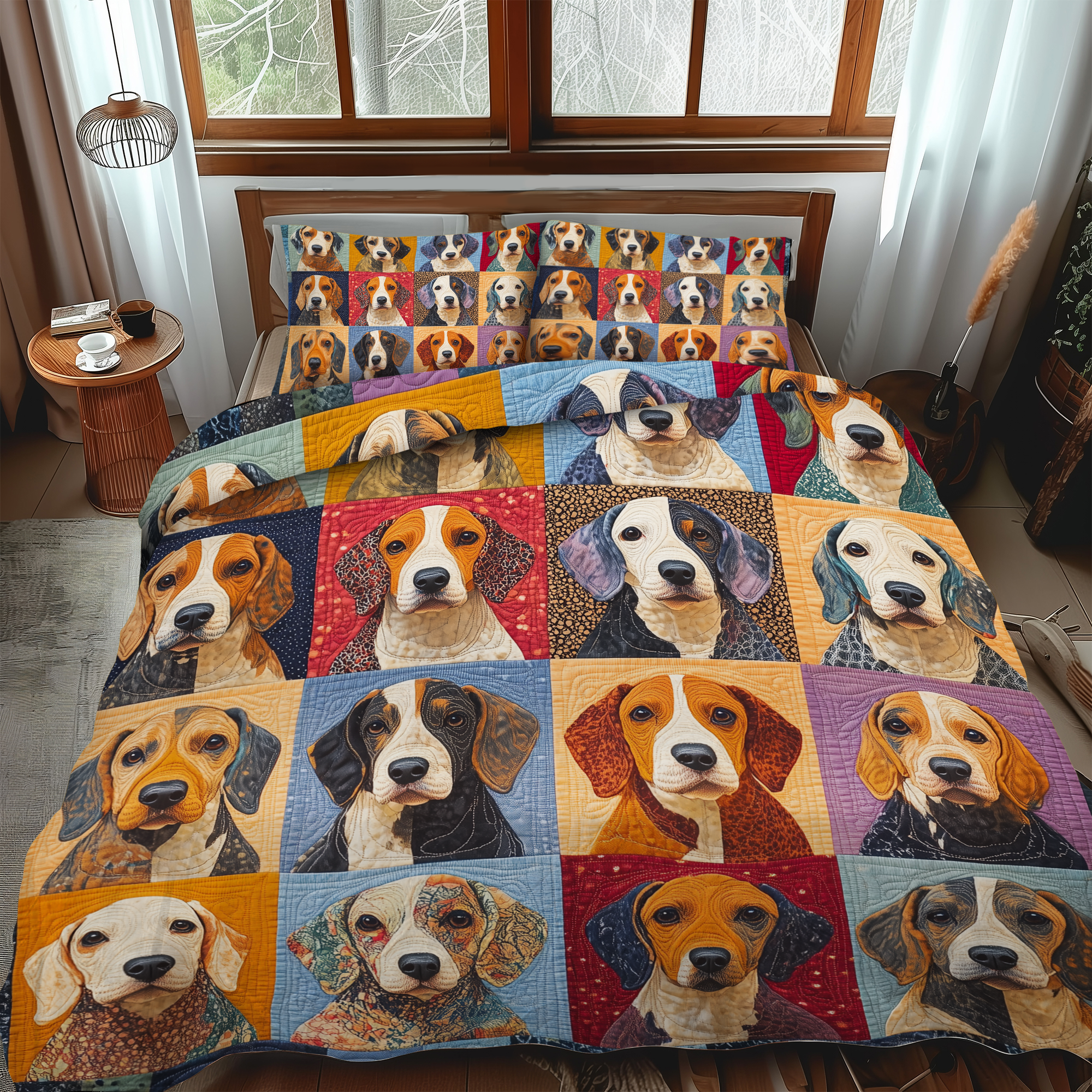 Lovable Beagles 3-Piece Quilted Bedding Set NCU0VL415