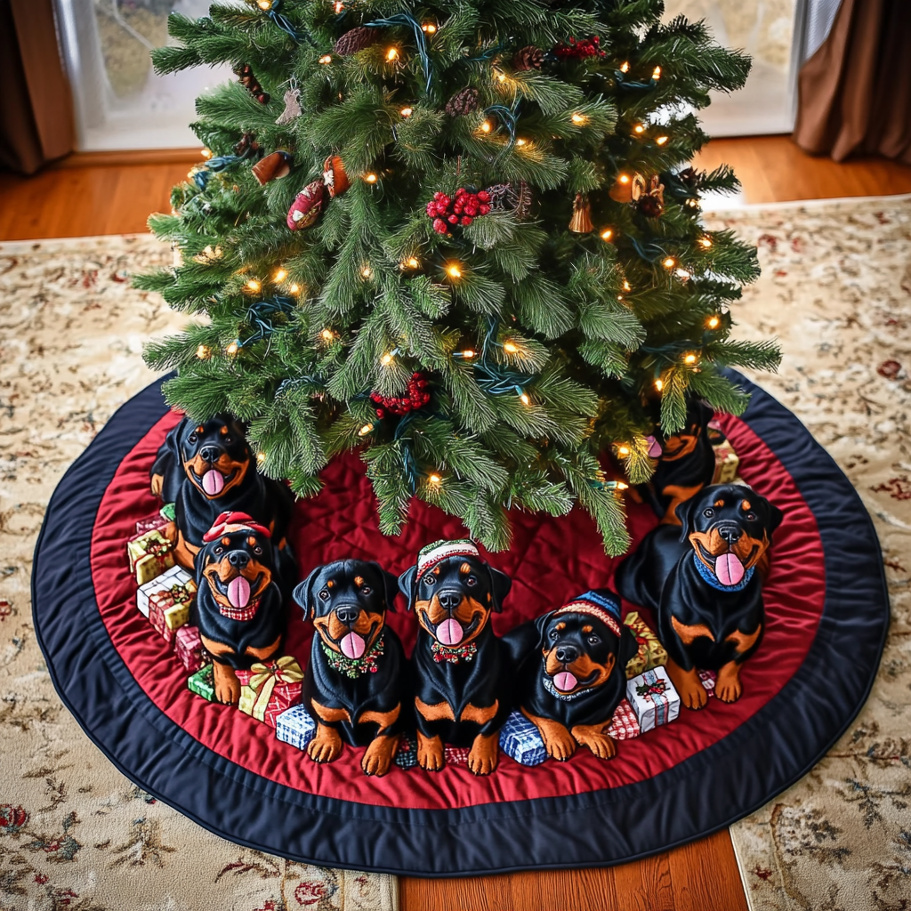 Loyal Rottweiler Christmas Quilted Tree Skirt NCU0DDK1488