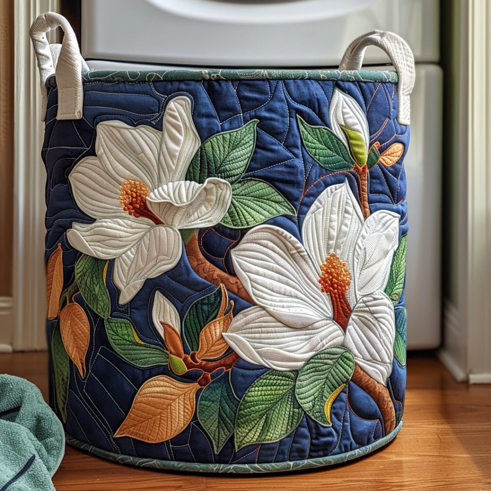 Magnolia Bloom Quilted Laundry Basket NCU0DV579