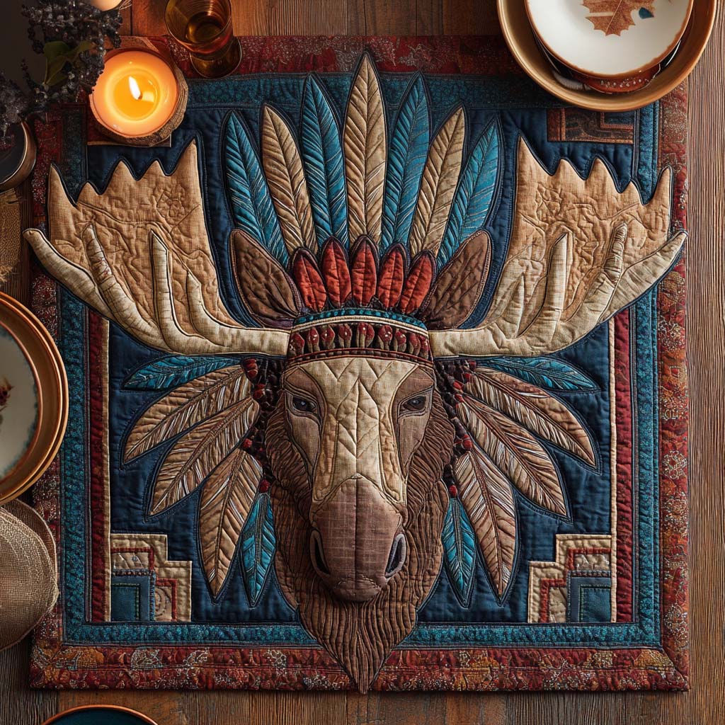 Majestic Elk Spirit Quilted Table Topper NCU0NXD100