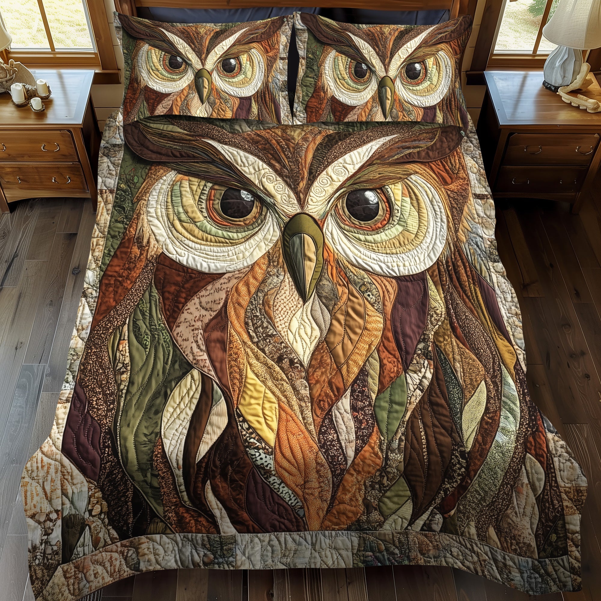 Majestic Owl 3-Piece Quilted Bedding Set NCU0VL782