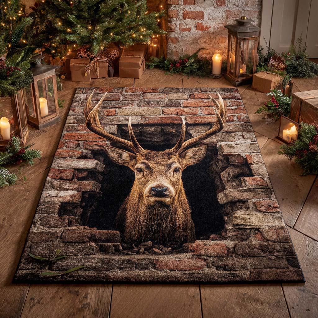 Majestic Stag Illusion Area Rug NCU0NXD885