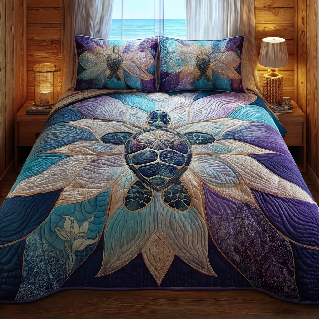 Mandala Turtle 3-Piece Quilted Bedding Set NCU0DV501