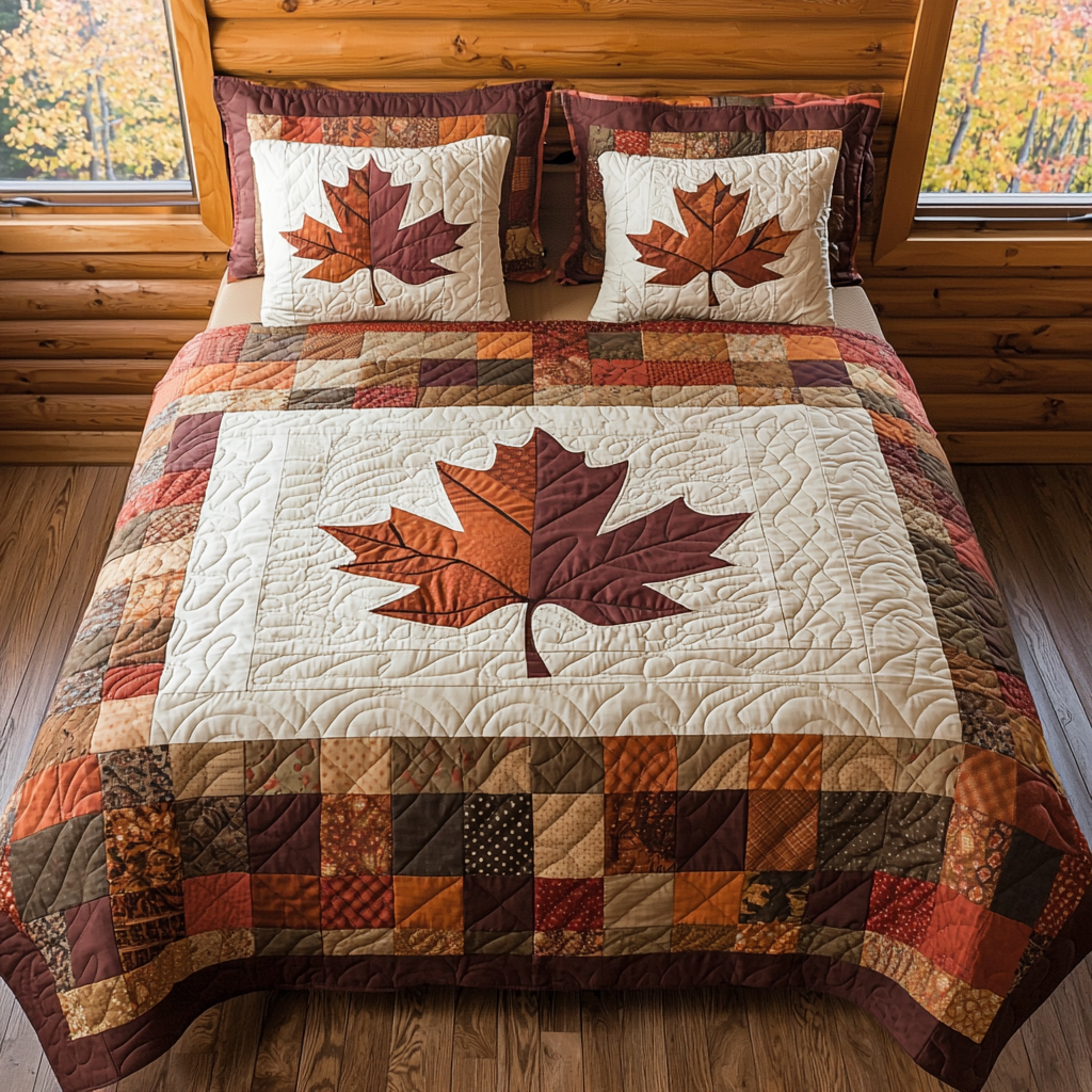 Maple Embrace 3-Piece Quilted Bedding Set NCU0DV496