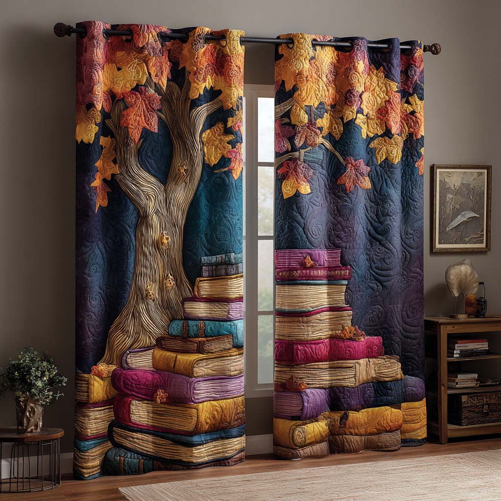 Maple Glow Bookshelf Quilted Curtains NCU0NXD1127
