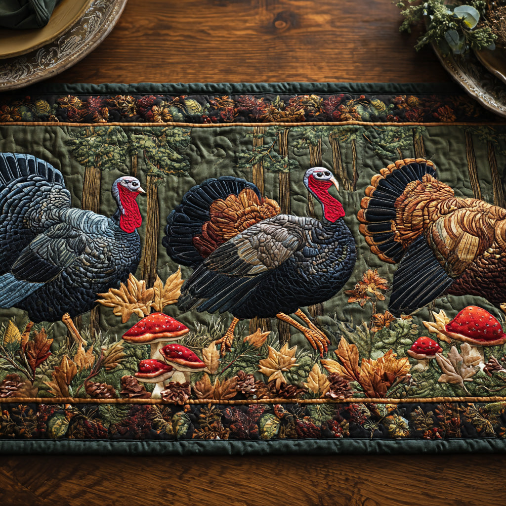 Maple Grove Turkey Quilted Table Runner NCU0DV1073