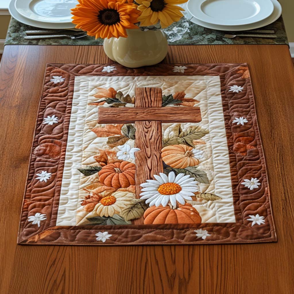 Maple Leaf Cross Quilted Table Topper NCU0NNT1449