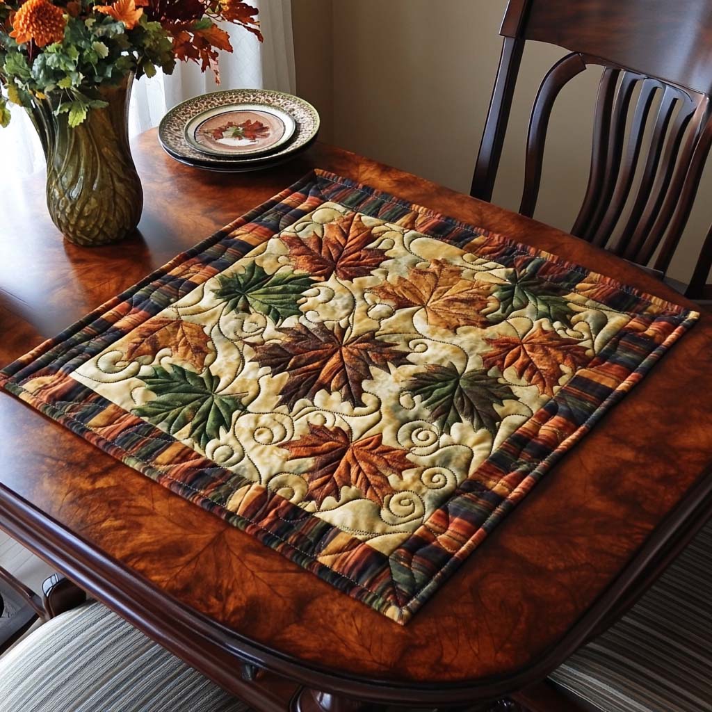 Maple Leaf Dance Quilted Table Topper NCU0NNT990