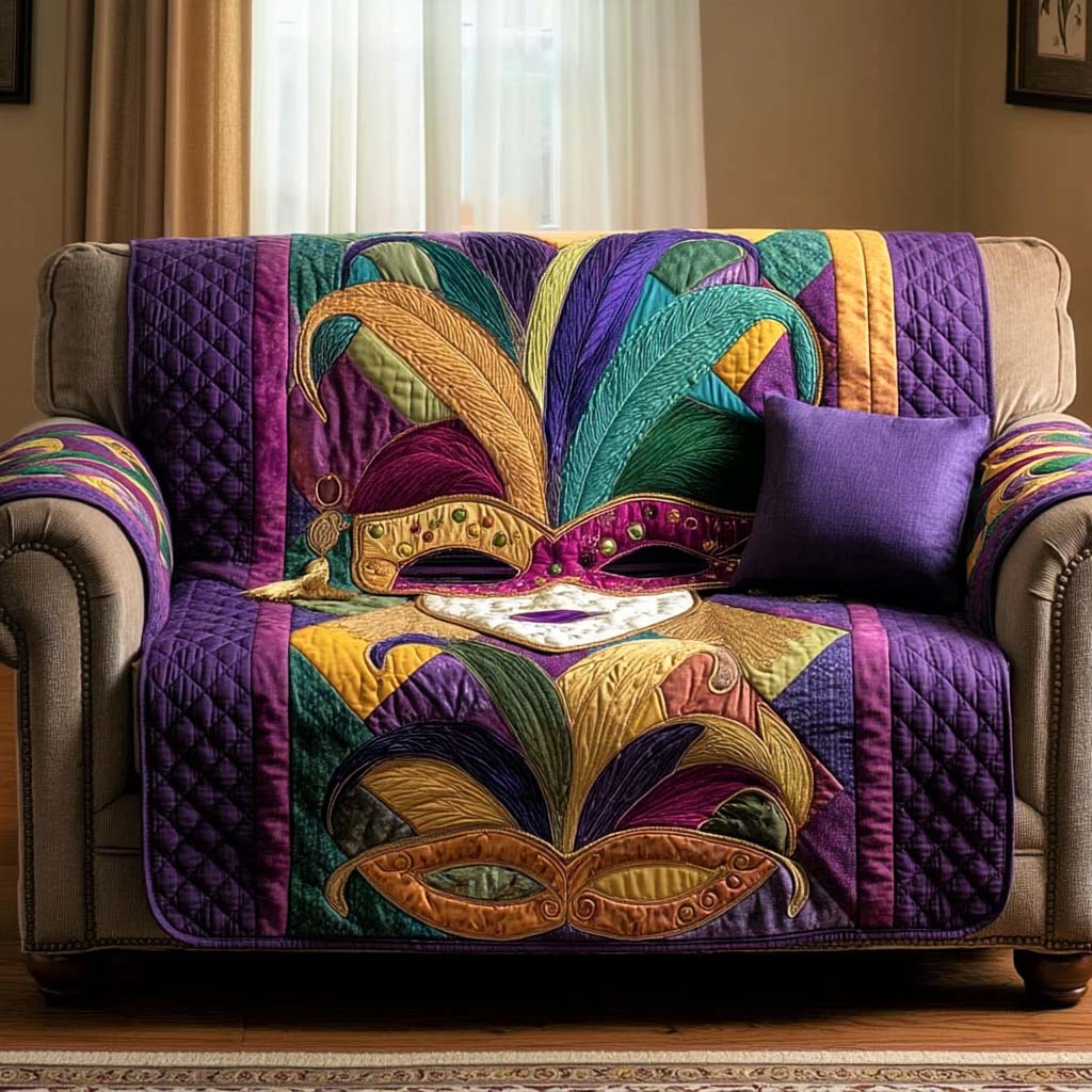 Mardi Magic Quilted Sofa Cover NCU0NNL224