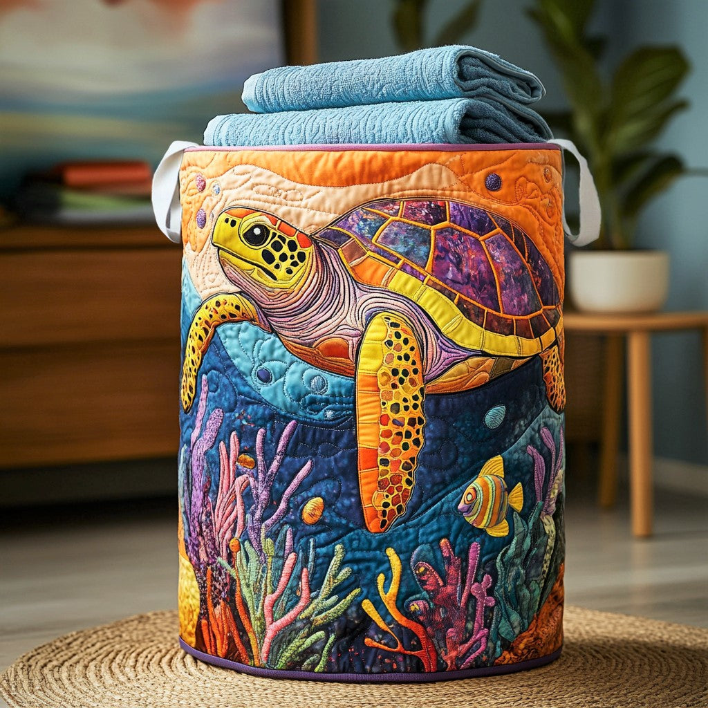 Marine Turtle Quilted Laundry Basket NCU0NNL138