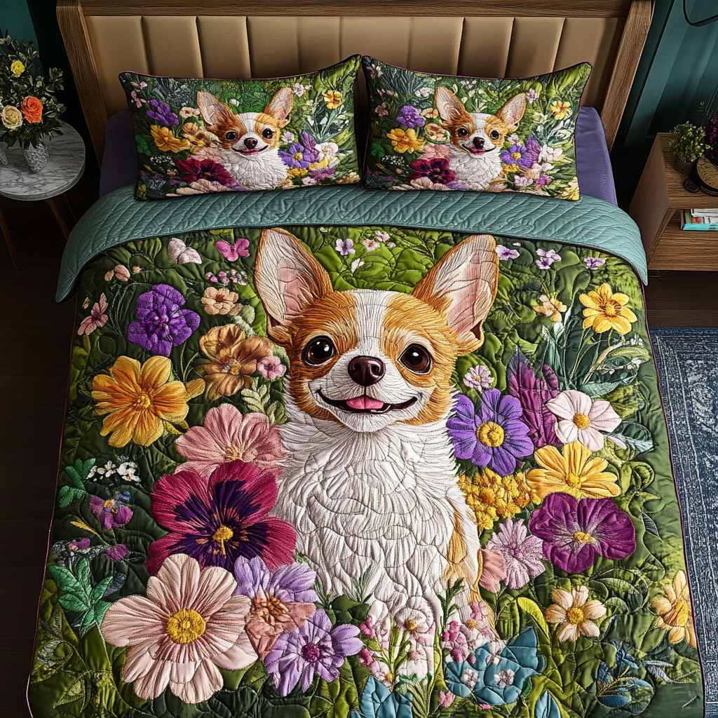 Meadow Chi 3-Piece Quilted Bedding Set NCU0NVH774