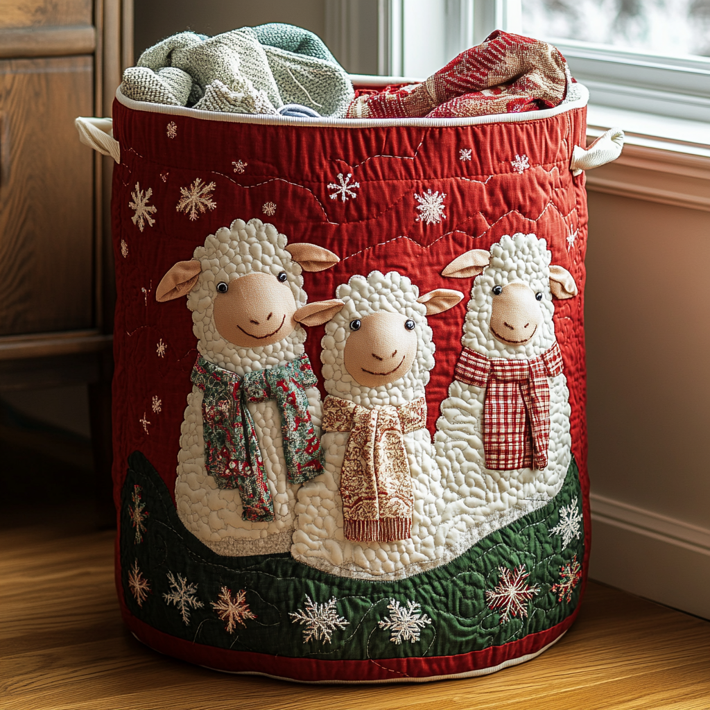 Meadow Sheep Quilted Laundry Basket NCU0DDK1808