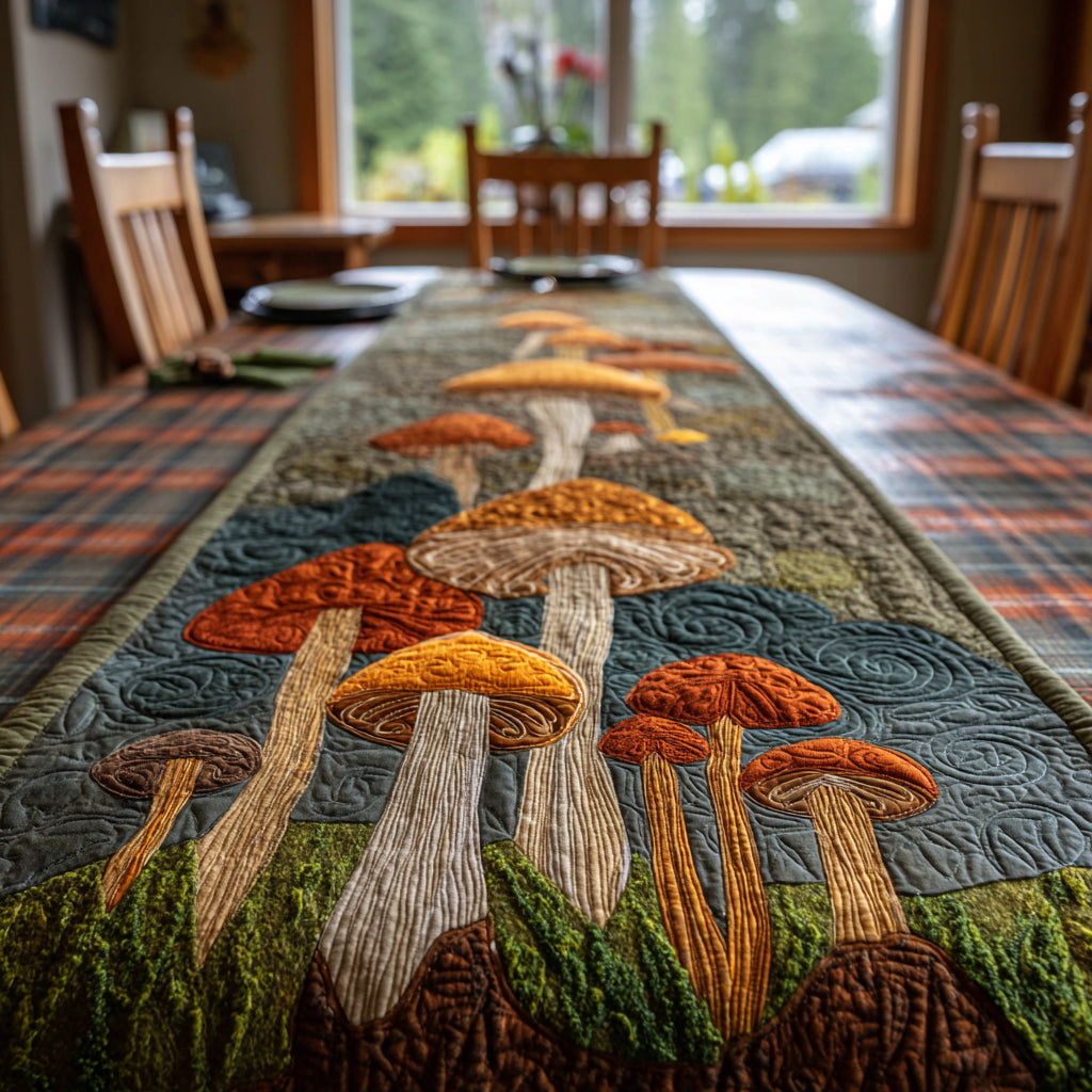 Meadow Shrooms Quilted Table Runner NCU0DV1523
