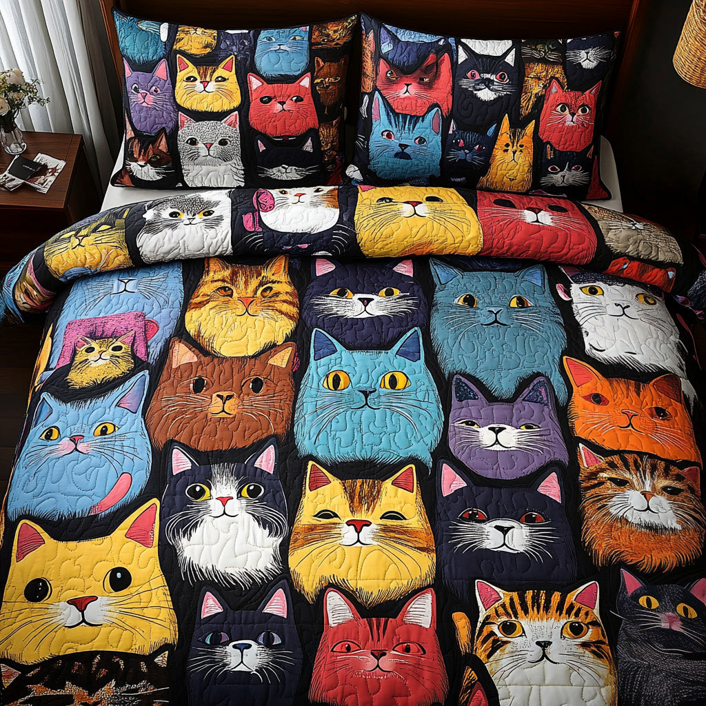 Meow Moments 3-Piece Quilted Bedding Set NCU0PTT006