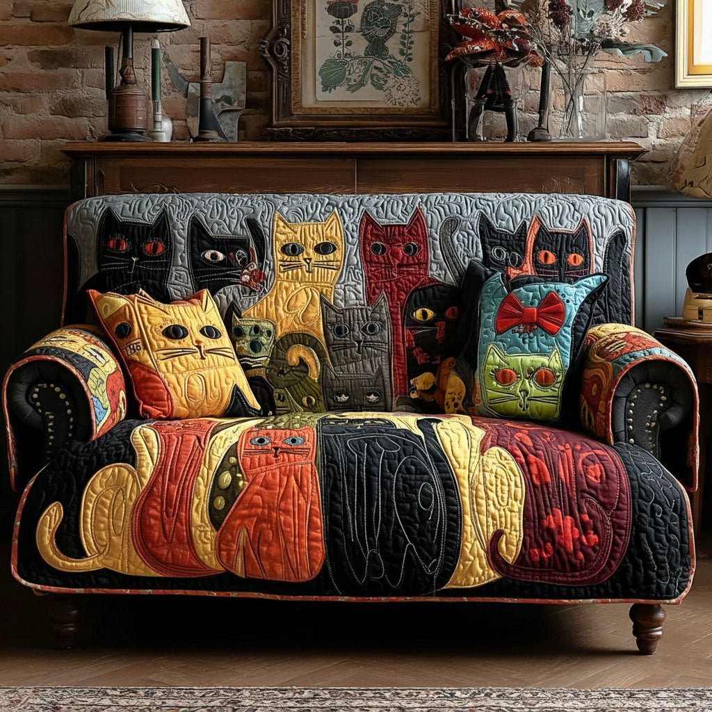 Meowtime Magic Quilted Sofa Cover NCU0PTT2151