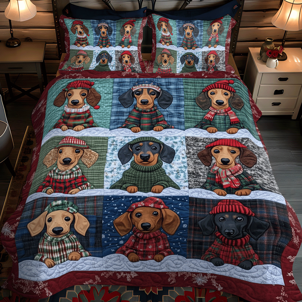 Merry Dachmas 3-Piece Quilted Bedding Set NCU0TH1681