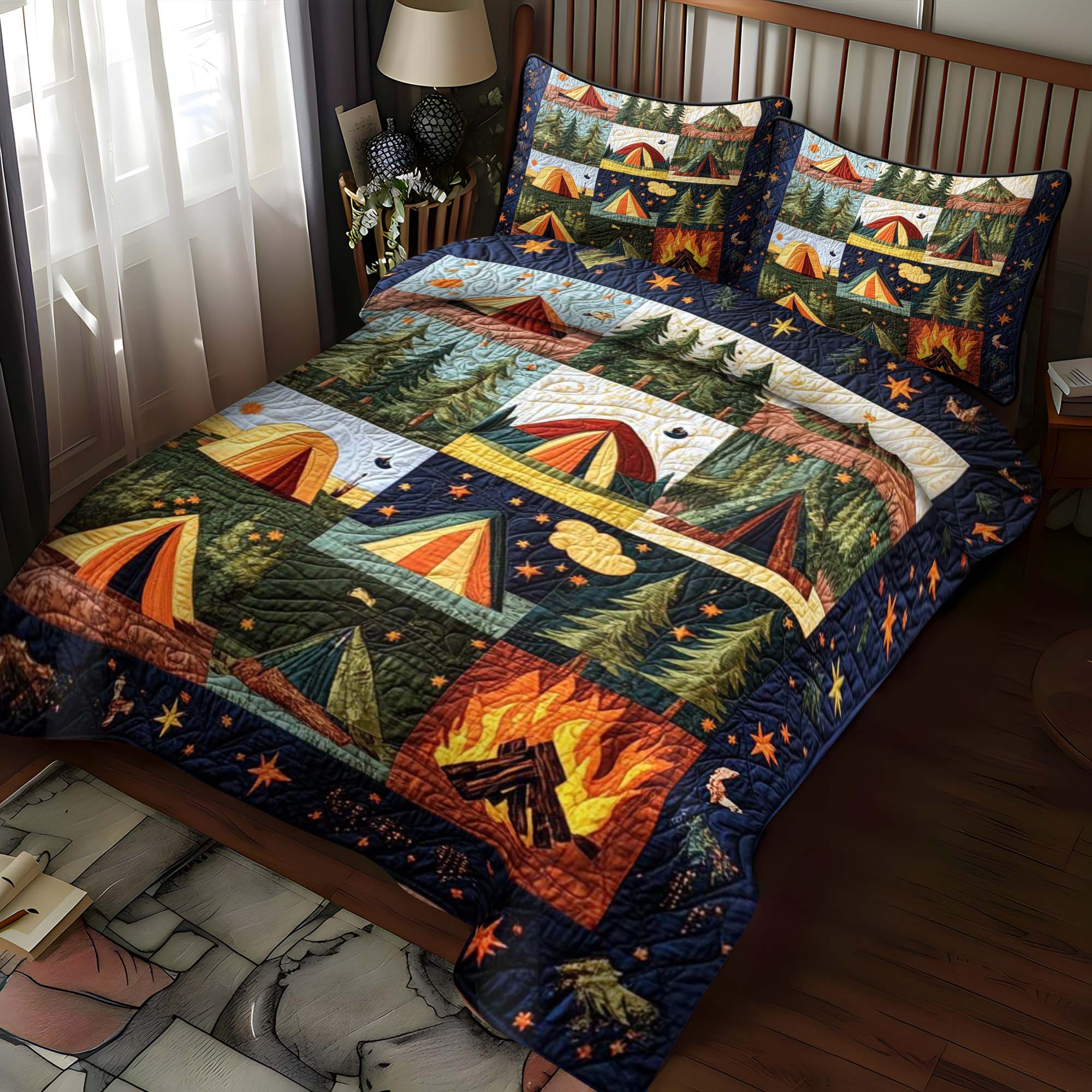 Midnight Fire 3-Piece Quilted Bedding Set NCU0NT633