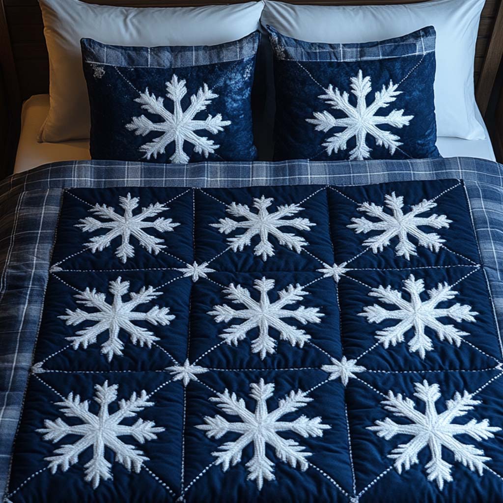 Midnight Flakes 3-Piece Quilted Bedding Set NCU0NT2117