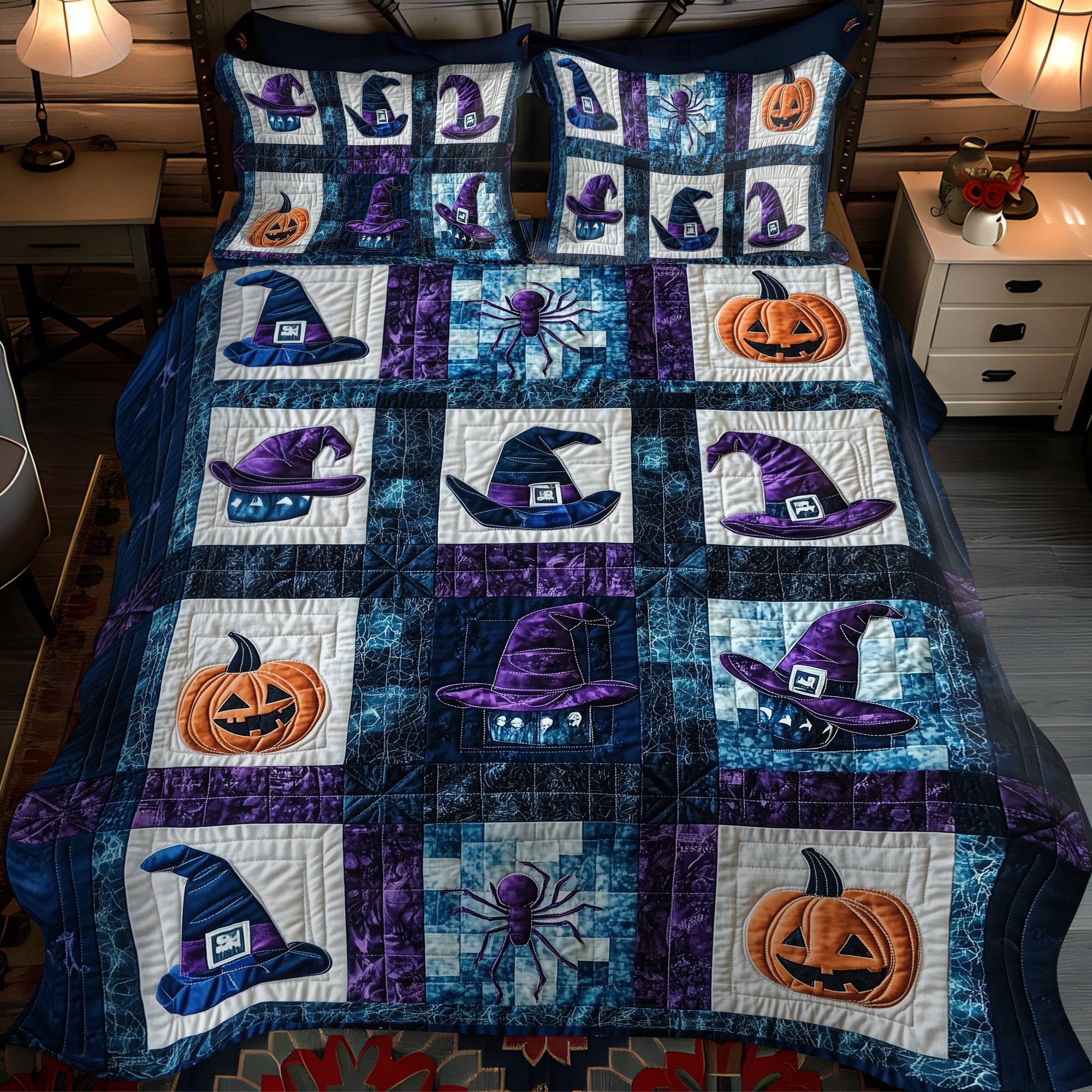 Midnight Mischief 3-Piece Quilted Bedding Set NCU0PT933