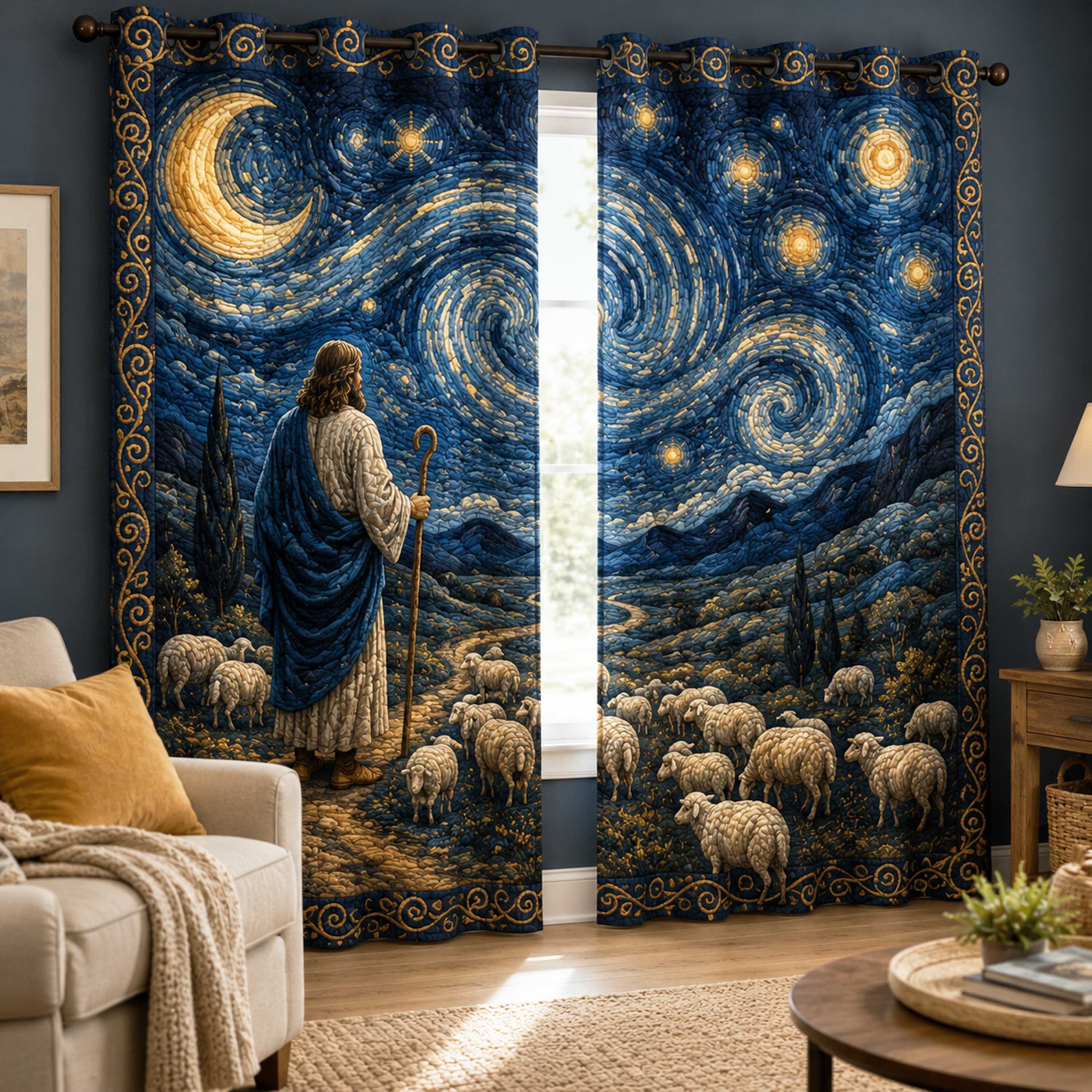 Midnight Shepherd Quilted Curtains NCU0NTD2109