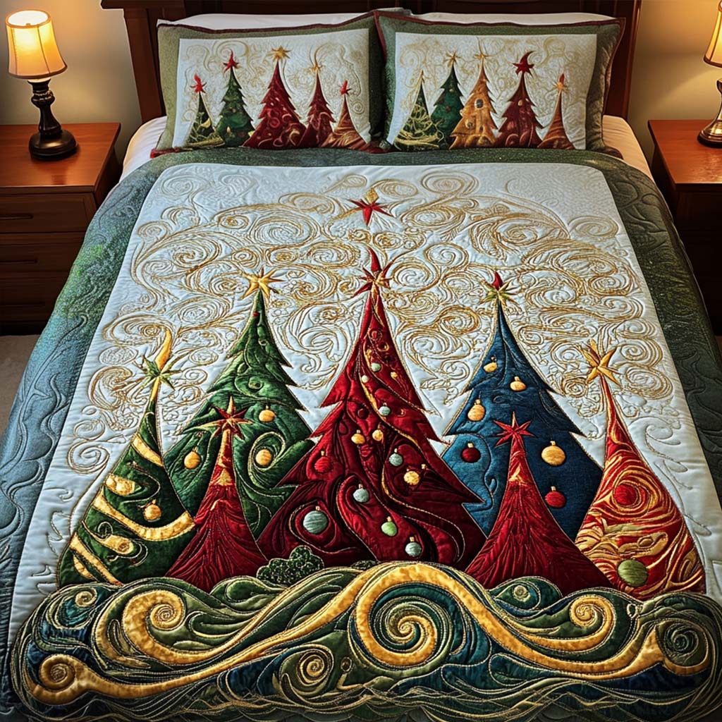 Midnight Snow Dance 3-Piece Quilted Bedding Set NCU0NT1908