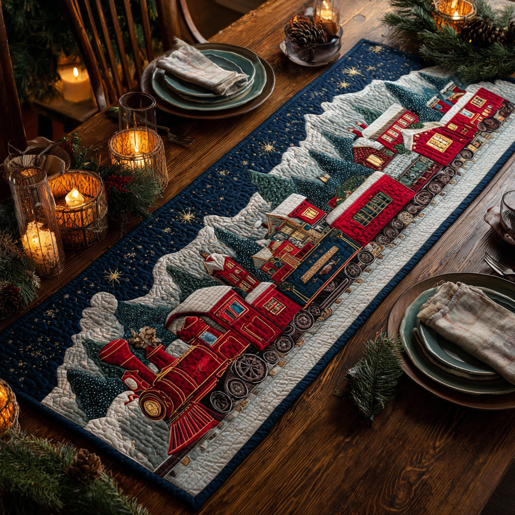 Midnight Train Ride Quilted Table Runner NCU0HNH414