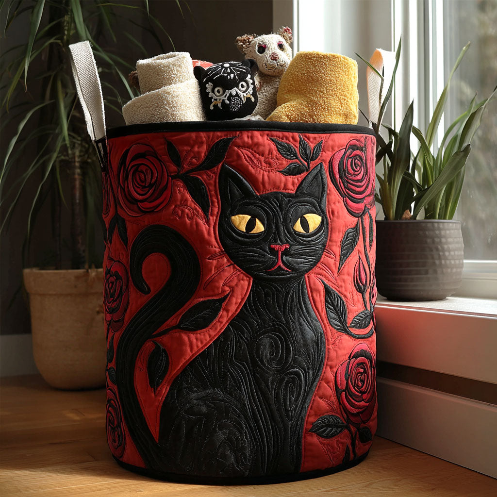 Midnight Whiskers Quilted Laundry Basket NCU0PTT1171