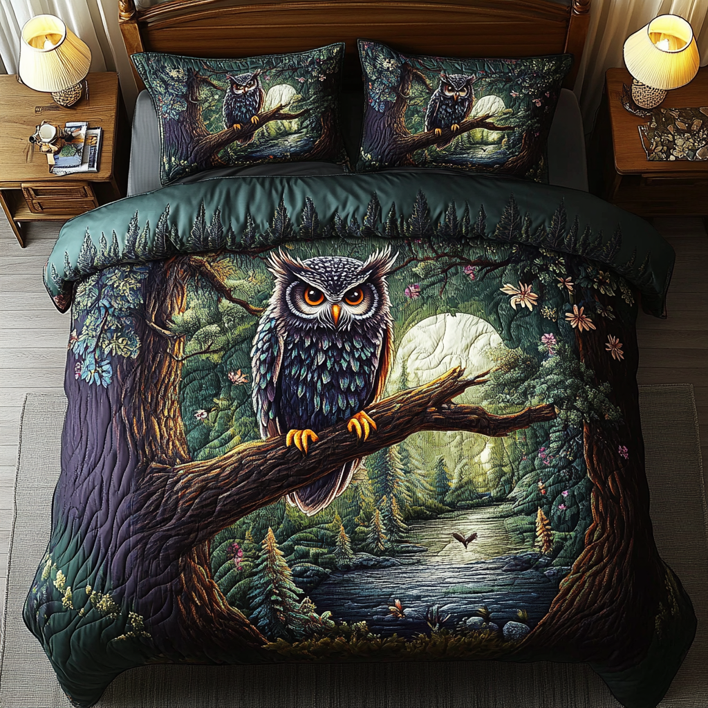 Midnight Wisdom 3-Piece Quilted Bedding Set NCU0NVH097