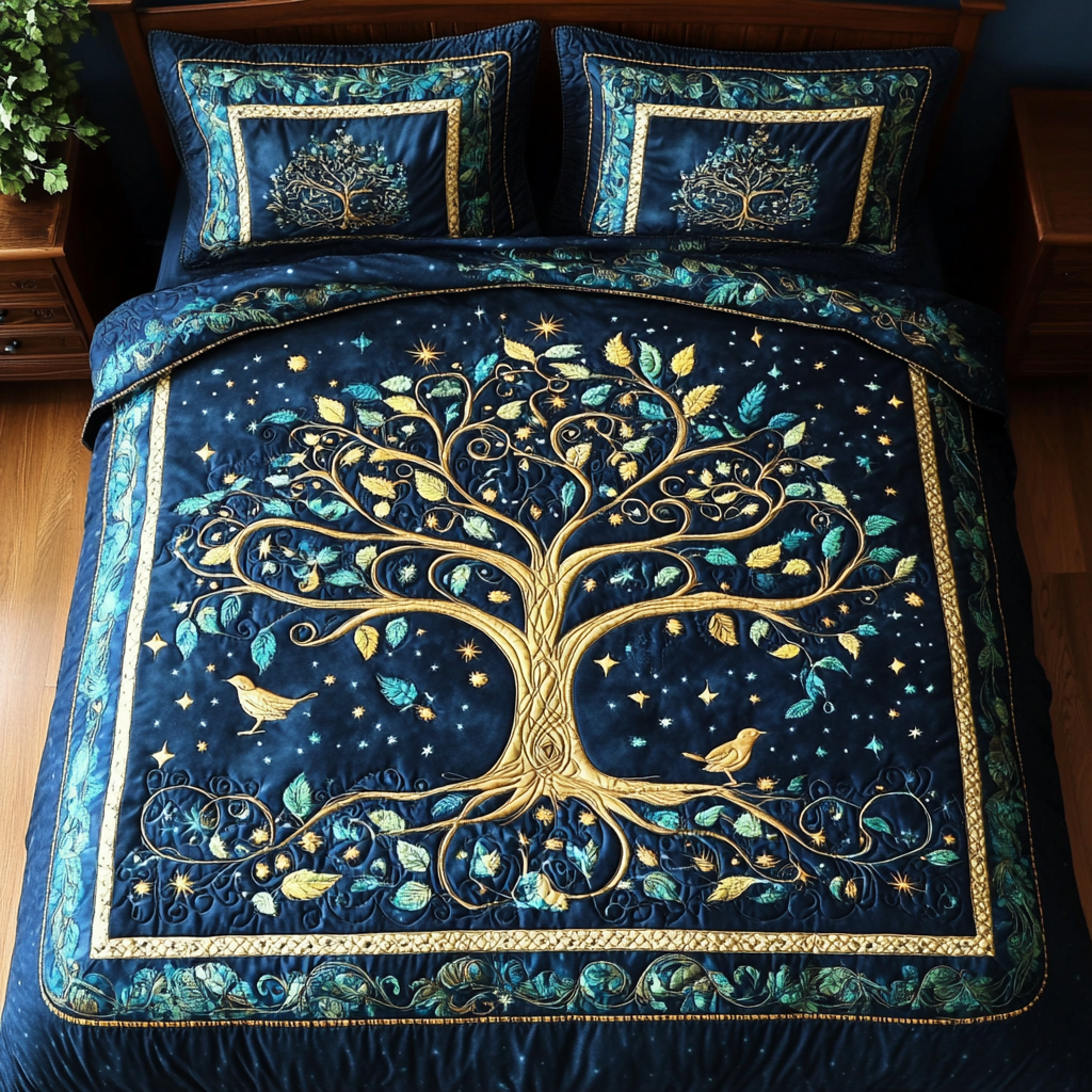 Midnight Garden Harmony 3-Piece Quilted Bedding Set NCU0TL2011