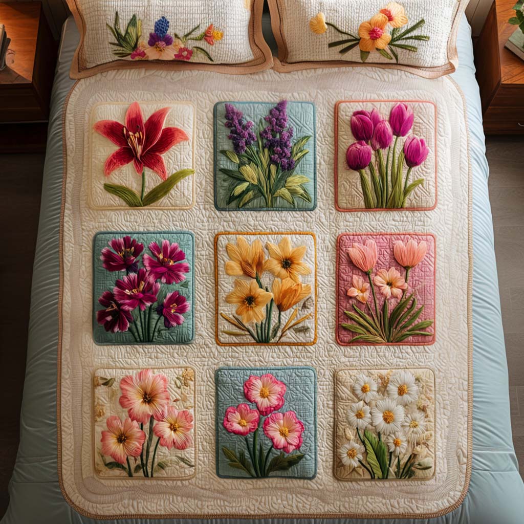 Midsummer Bloom 3-Piece Quited Bedding Set NCU0NNT861